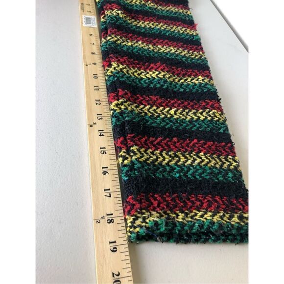 BAJA JOE Striped Hippie Boho Rasta Poncho Hoodie Size S Black Green,Red - Picture 12 of 15